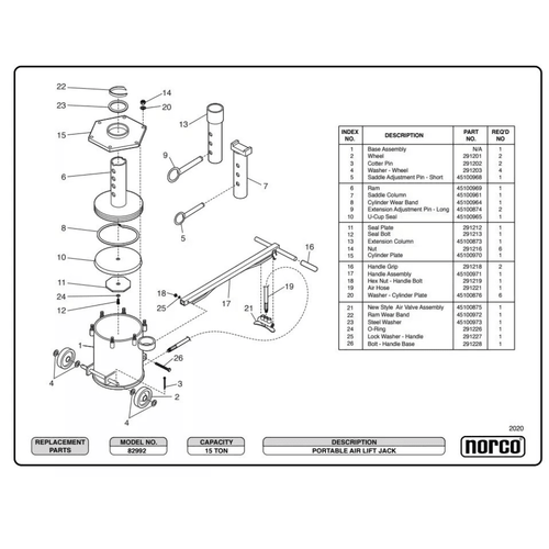 13607.8 kg Portable Air Lift Jack