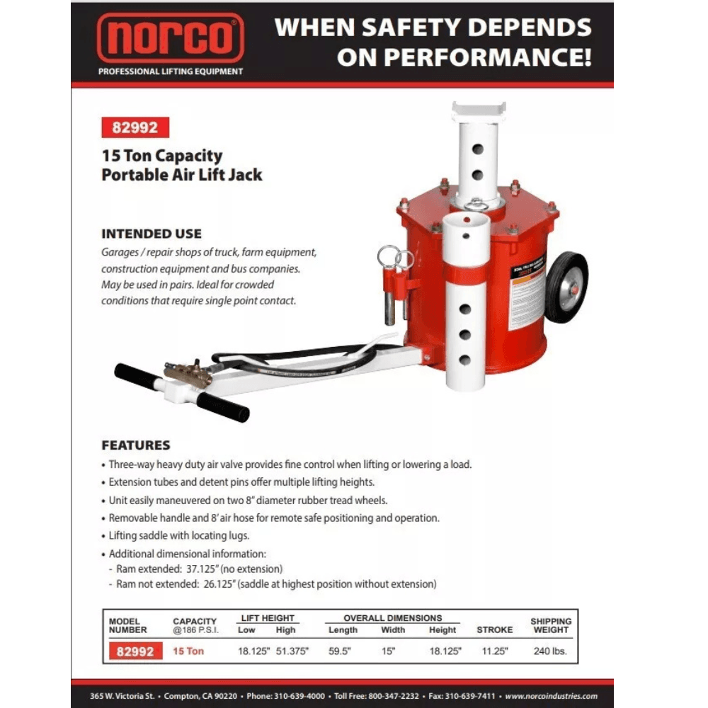 13607.8 kg Portable Air Lift Jack
