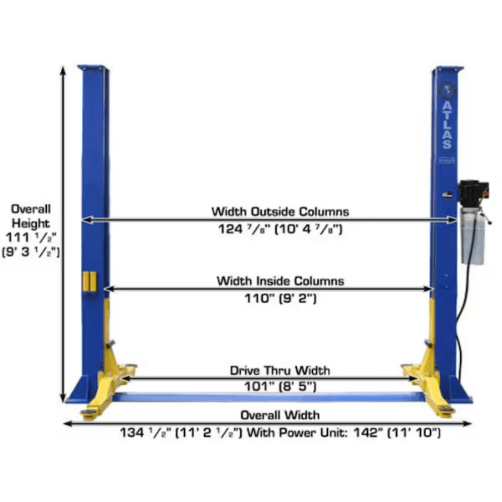 Atlas 9KOHX 4082.3 kg Clear Floor 2 Post Car Lift