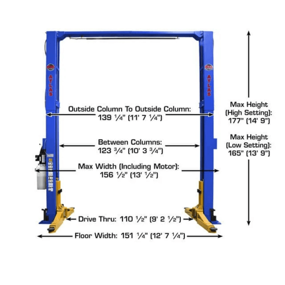Atlas PVL-12 5443.1 kg Overhead 2 Post Car Lift