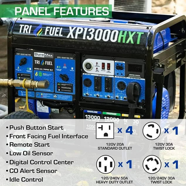 DuroMax XP13000HXT 13000 Watt Tri-Fuel Portable Generator